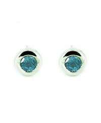 Silver & Faceted Stone Donut Studs