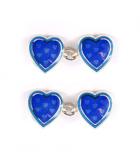 Silver, Denim/Sky Blue Heart Cufflinks