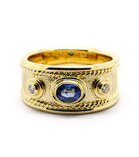 9ct Gold, Diamond & Sapphire Ring