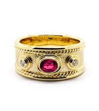 9ct Gold, Diamond & Ruby Ring