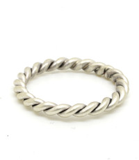 Satin Silver Thick Twist Rope Ring