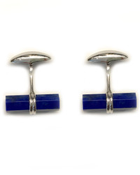 Silver & Lapis Hexagonal Flip Bar Cufflinks