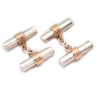 Silver & 9ct Gold Tube Cufflinks