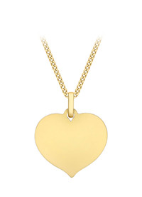 9ct Gold Flat Heart Pendant 