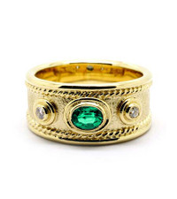 9ct Gold, Diamond & Emerald Ring