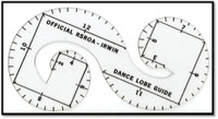These transparent guides are used for Loop Skating. Use the template with a projector to mark the loops on the floor. 