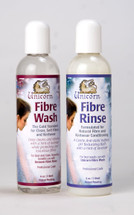 Unicorn Fibre Wash / Fibre Rinse  4oz Gift Set  is packaged in a clear vinyl pouch with color brochure.