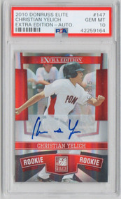 2010 Donruss Elite Christian Yelich RC Rookie Auto #147 PSA 10 Gem Mint