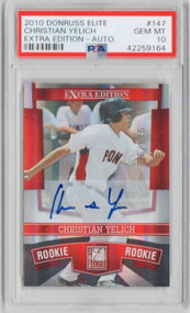 2010 Donruss Elite Christian Yelich RC Rookie Auto #147 PSA 10 Gem Mint