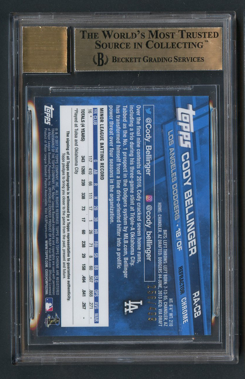 2017 Topps Chrome Refractor Cody Bellinger Rookie RC Auto /499 BGS 9.5 Gem  Mint