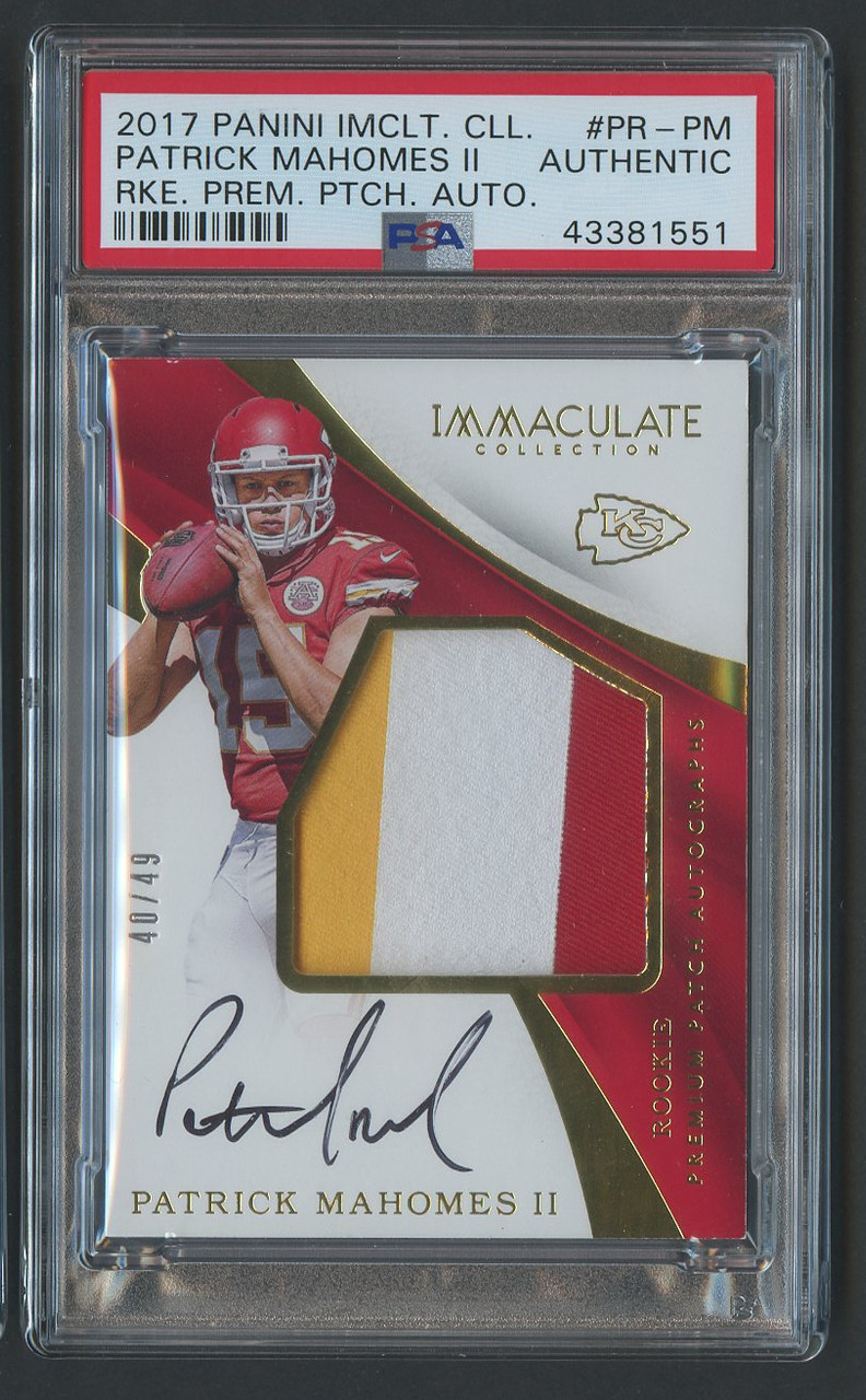 2017 Immaculate Patrick Mahomes RC Rookie Auto 3-Color Patch RPA PSA  Authentic - Cardboard Picasso