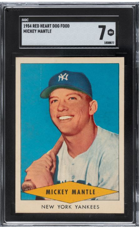 1954 Red Heart Mickey Mantle HOF SGC 7-Centered & High-End