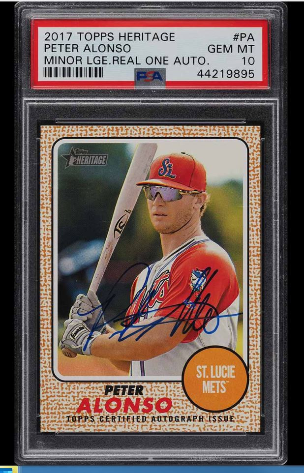 2017 Heritage Real Ones Pete Alonso Rookie RC Auto PSA 10 Gem Mint