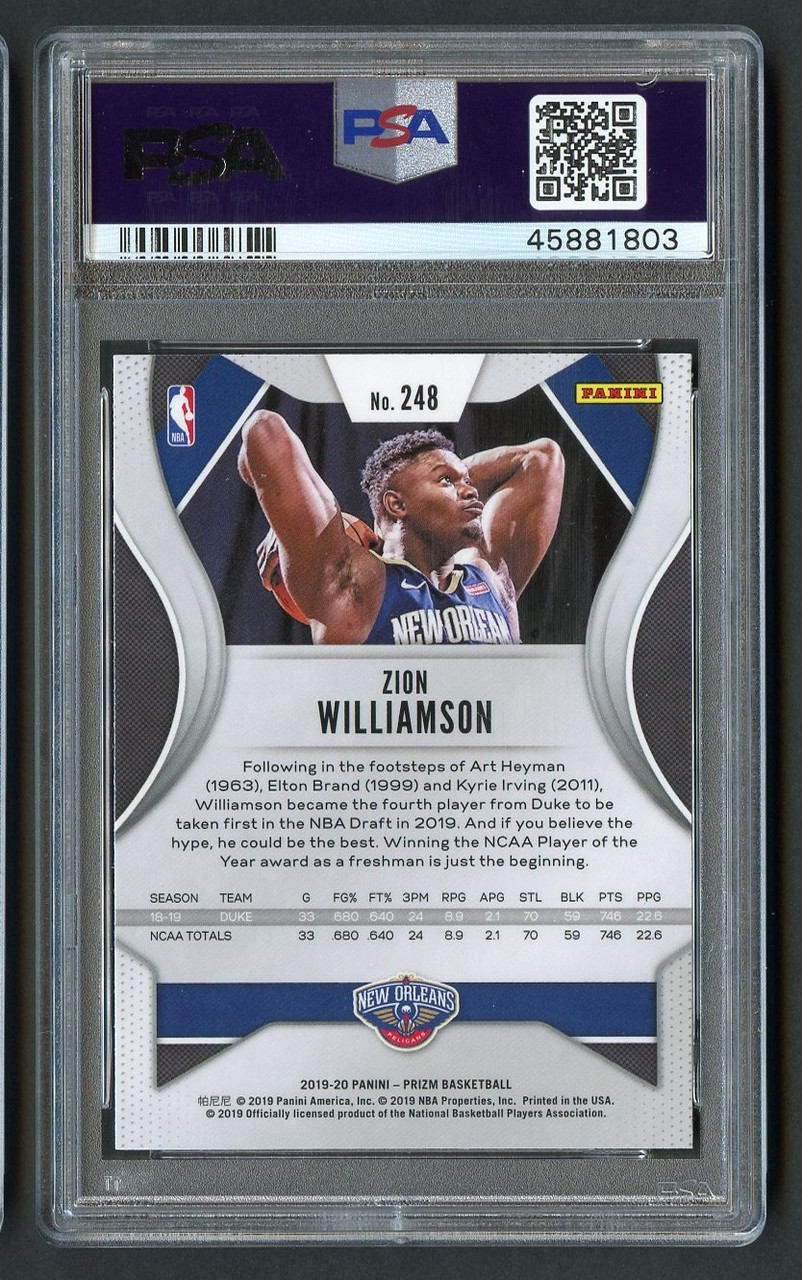 2019 Prizm Zion Williamson Rookie RC #248 PSA 9 Mint