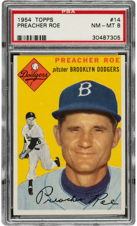 1954 Topps Preacher Roe #114 PSA 8-Centered & High-End