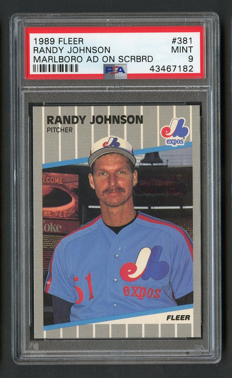 1989 Fleer Randy Johnson Rookie Error Marlboro Ad Visible PSA 9 Mint SP