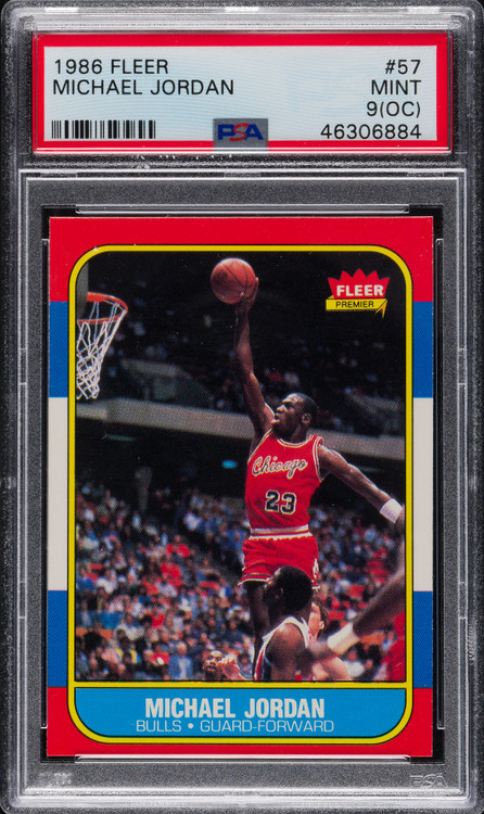 1986 Fleer Basketball Michael Jordan Rookie RC #57 PSA 9 (OC)-Mint