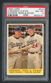 1958 Topps Dodgers B & P w/Duke Snider HOF #314 PSA 8-Centered 