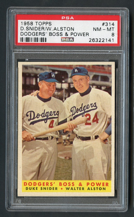 1958 Topps Dodgers B & P w/Duke Snider HOF #314 PSA 8-Centered 