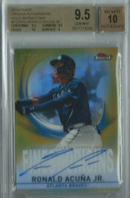 2018 FINEST ORIGINS GOLD REF. RONALD ACUNA JR. AU RC /50 BGS GEM MINT 9.5 AU 10 