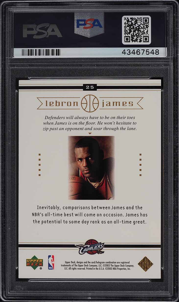 2003 UPPER DECK BOX SET LEBRON JAMES ROOKIE RC #25 PSA 10 GEM MINT