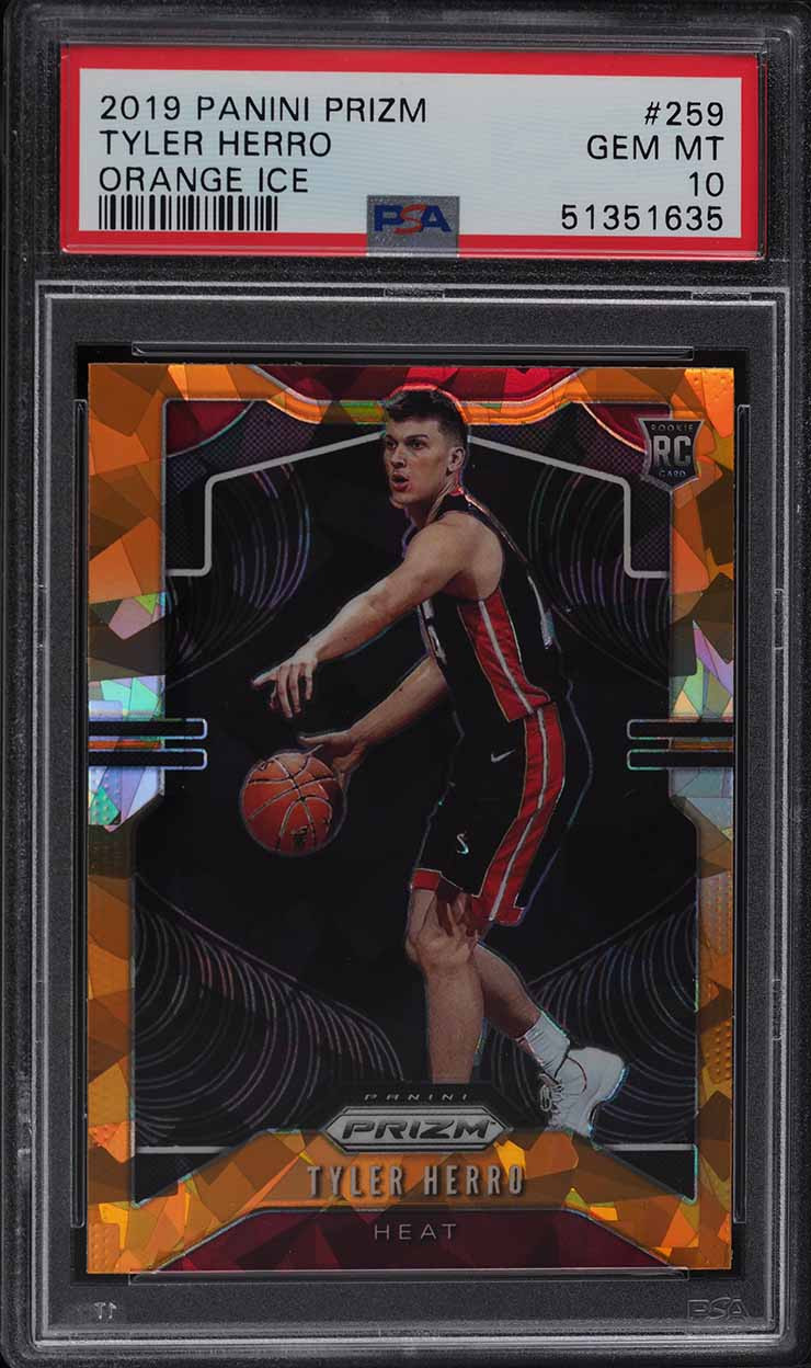 2019 PANINI PRIZM ORANGE ICE TYLER HERRO ROOKIE RC #259 PSA