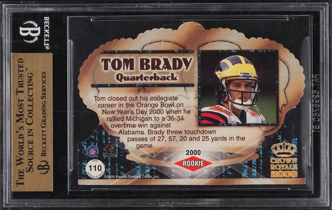 2000 PACIFIC CROWN ROYALE RETAIL DIE-CUT TOM BRADY ROOKIE RC #110