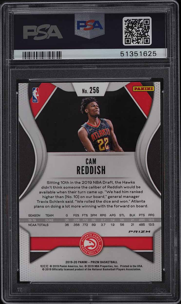 2019 PANINI PRIZM SILVER CAM REDDISH ROOKIE RC #256 PSA 10 GEM