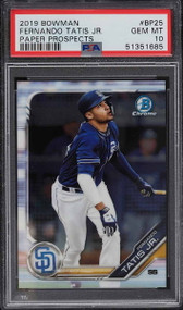 2019 BOWMAN CHROME PAPER PROSPECTS FERNANDO TATIS JR. ROOKIE RC #BP25 PSA 10 GEM MINT
