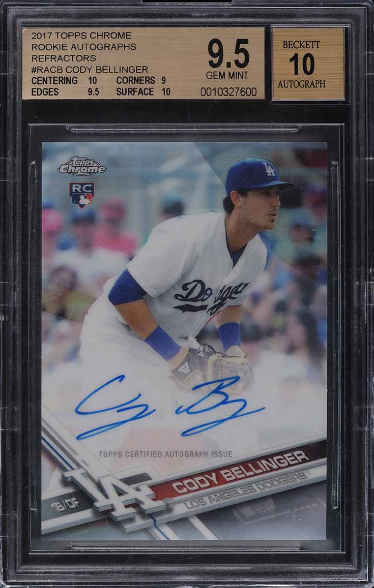 2017 TOPPS CHROME REFRACTOR CODY BELLINGER ROOKIE AUTO /499 BGS