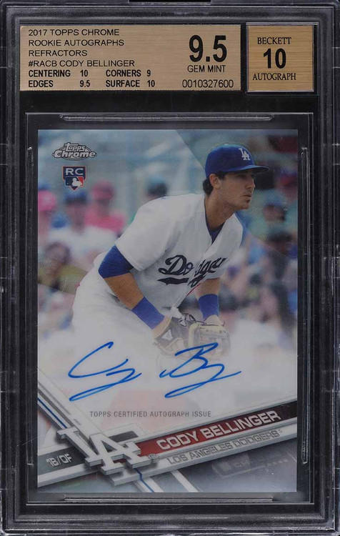 2017 TOPPS CHROME REFRACTOR CODY BELLINGER ROOKIE RC AUTO /499 BGS 9.5 GEM MINT
