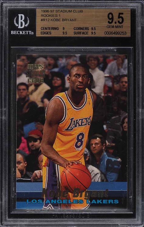 1996 STADIUM CLUB ROOKIES 1 KOBE BRYANT ROOKIE RC #R12 BGS 9.5 GEM MINT