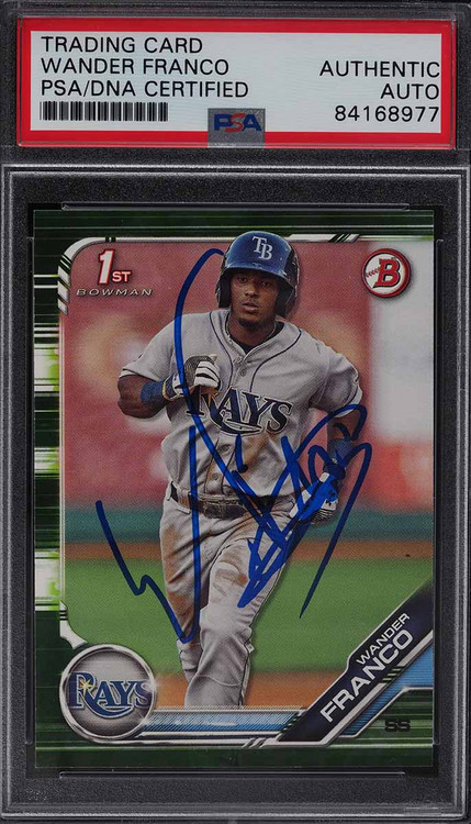 2019 BOWMAN PROSPECTS WANDER FRANCO ROOKIE #BP100 PSA/DNA AUTO-GREEN VARIATON