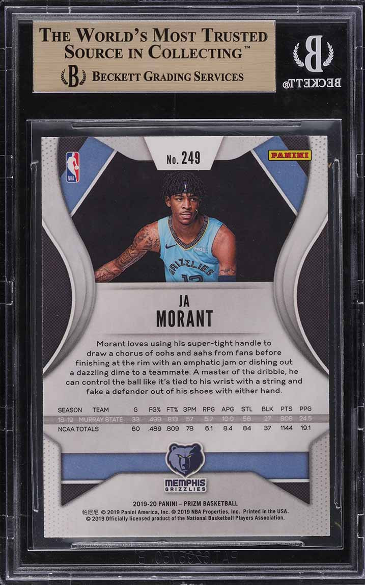2019 PANINI PRIZM JA MORANT ROOKIE RC #249 BGS 9.5 GEM MINT w/10 
