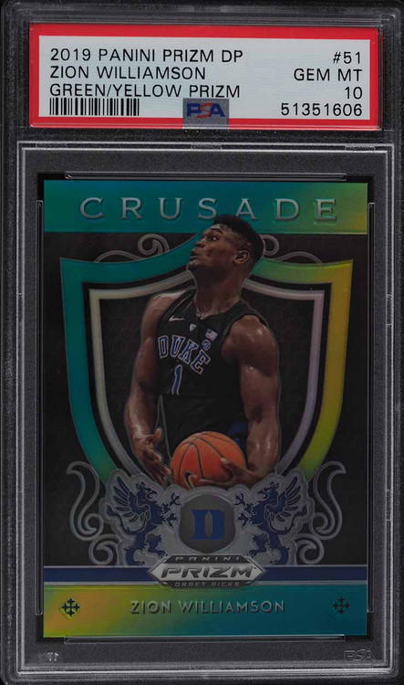 2019 PANINI PRIZM DRAFT PICKS GREEN YELLOW ZION WILLIAMSON ROOKIE RC /249 PSA 10
