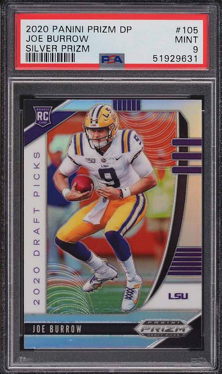 2020 PANINI PRIZM DRAFT SILVER PRIZMS JOE BURROW ROOKIE RC #105 PSA 9 MINT