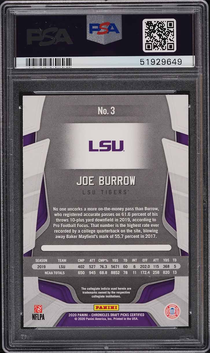 2023 LEAF DRAFT JOE BURROW FIRST OVERALL PICK INSERT CARD RC #10