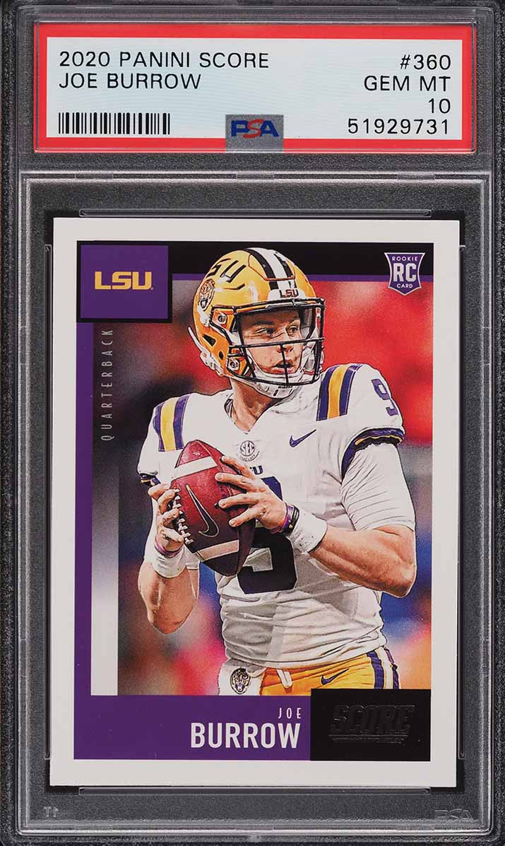 2020 SCORE FOOTBALL JOE BURROW ROOKIE RC #360 PSA 10 GEM 2020 SCORE FOOTBALL JOE BURROW ROOKIE RC #360 PSA 10 GEM