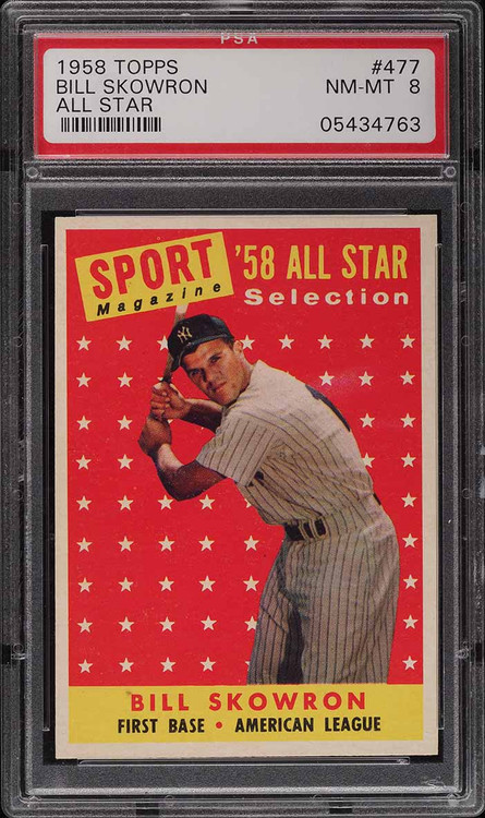 1958 TOPPS BILL SKOWRON ALL-STAR #477 PSA 8 NM-MT