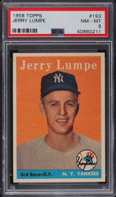 1958 TOPPS JERRY LUMPE #193 PSA 8 NM-MT