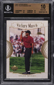 2001 UPPER DECK VICTORY MARCH TIGER WOODS ROOKIE RC #151 BGS 10 PRISTINE