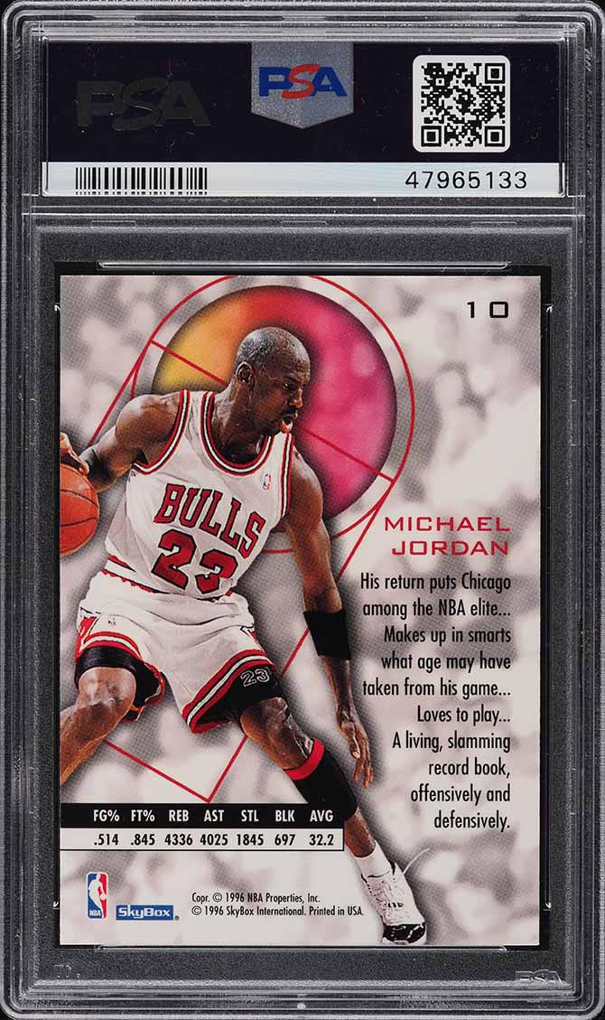 1995 SKYBOX E-XL MICHAEL JORDAN #10 PSA 10 GEM MINT - Cardboard