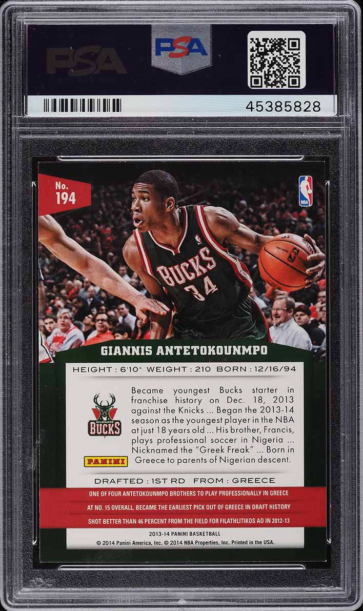 2013 Panini Basketball Giannis Antetokounmpo ROOKIE PSA/DNA 10