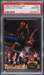 1992 STADIUM CLUB MEMBER'S CHOICE SHAQUILLE O'NEAL ROOKIE #201 PSA 10 GEM MINT