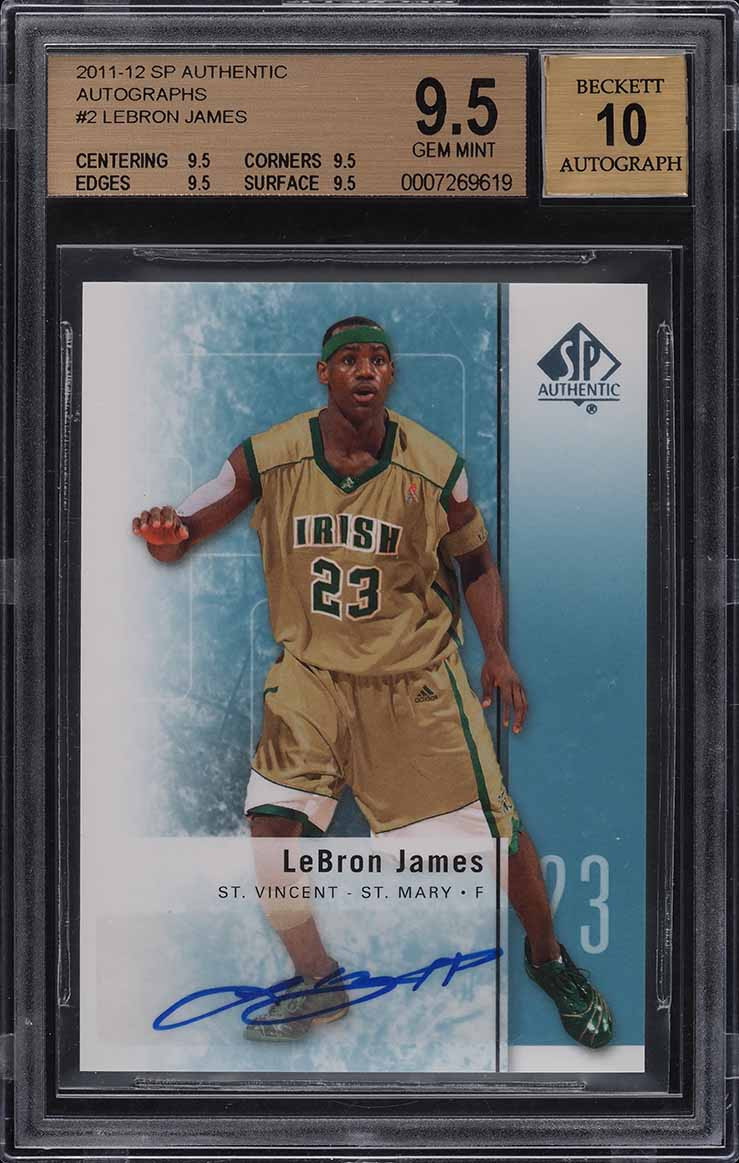 2011 SP AUTHENTIC LEBRON JAMES AUTO #2 BGS 9.5 GEM MINT - Cardboard Picasso