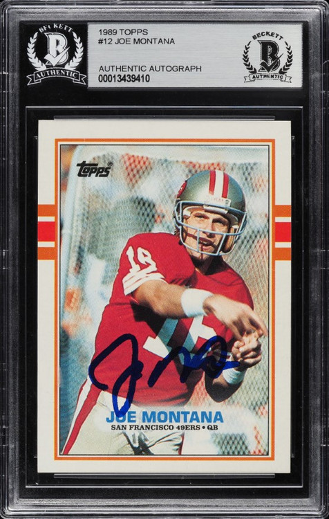 1989 TOPPS FOOTBALL JOE MONTANA AUTO #12 BAS BGS AUTH