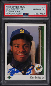 1989 UPPER DECK KEN GRIFFEY JR. ROOKIE RC PSA/DNA AUTO #1 PSA AUTH