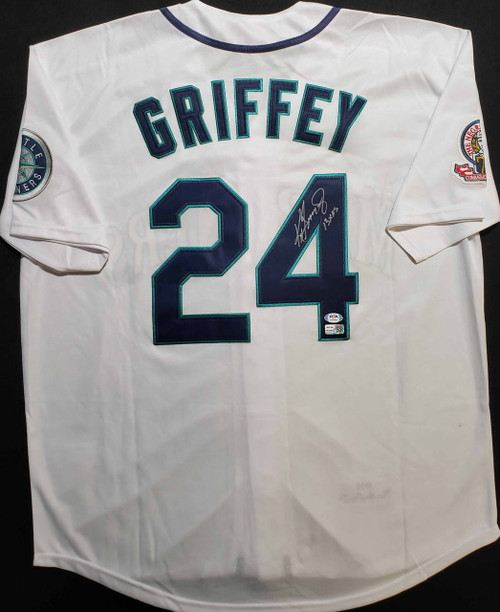 KEN GRIFFEY JR. MARINERS SIGNED JERSEY AUTO w/INSCRIPTION PSA MITCHELL NESS