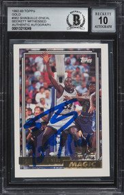 1992 Topps Gold Shaquille O'Neal RC Auto w/inscr. "1 Draft Pick" BGS 10 (AU Grade)