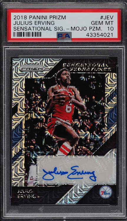 2018 PANINI PRIZM SENSATIONAL MOJO JULIUS ERVING AUTO /25 #JEV PSA 10 GEM MINT